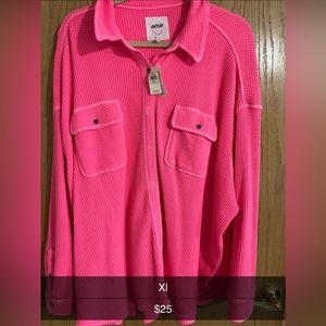 Aerie Hot pink button up